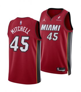 Cheap Men\'s Miami Heat #45 Davion Mitchell Red 2025 Statement Edition Swingman Stitched Basketball Jersey