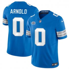 Men\'s Detroit Lions #0 Terrion Arnold New Blue 2024 With Dradt Patch F.U.S.E. Vapor Limited Stitched Jersey