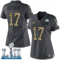 Wholesale Cheap Nike Eagles #17 Alshon Jeffery Black Super Bowl LII Women's Stitched NFL Limited 2016 Salute to Service Jersey