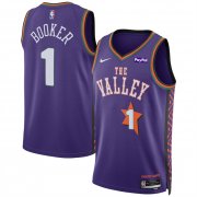 Cheap Men's Phoenix Suns #1 Devin Booker Purple 2024-25 City Edition Stitched Basketball Jersey