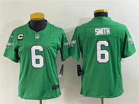 Wholesale Cheap Women\'s Philadelphia Eagles #6 DeVonta Smith Green 2023 F.U.S.E. With C Patch Stitched Football Jersey(Run Small)