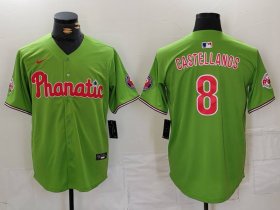 Men\'s Philadelphia Phillies #8 Nick Castellanos Green With Patch Stitched Cool Base Nike Jersey