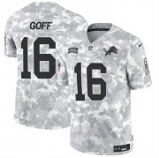 Cheap Men's Detroit Lions #16 Jared Goff 2024 F.U.S.E Arctic Camo Salute To Service Limited Stitched Football Jersey