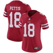 Wholesale Cheap Nike 49ers #18 Dante Pettis Red Team Color Women's Stitched NFL Vapor Untouchable Limited Jersey