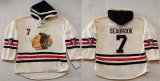 Wholesale Cheap Blackhawks #7 Brent Seabrook Cream Heavyweight Pullover Hoodie Stitched NHL Jersey