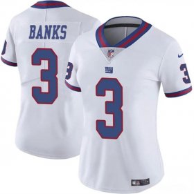 Cheap Women\'s New York Giants #3 Deonte Banks White Vapor Stitched Jersey(Run Small)