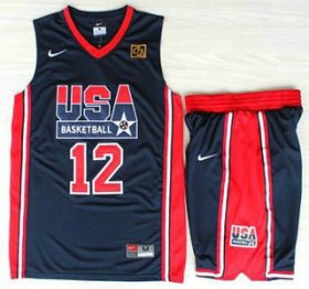 Wholesale Cheap USA Basketball 1992 Olympic Dream Team #12 John Stockton Blue Jerseys & Shorts