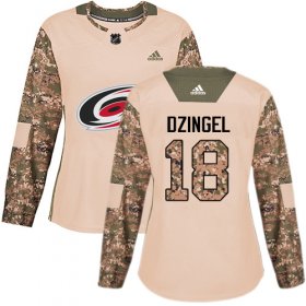 Wholesale Cheap Adidas Hurricanes #18 Ryan Dzingel Camo Authentic 2017 Veterans Day Women\'s Stitched NHL Jersey