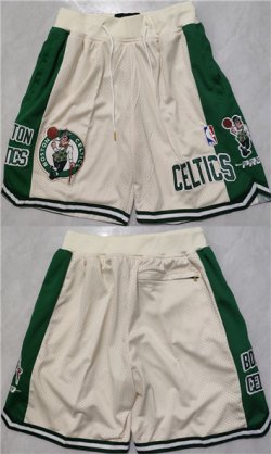 Cheap Men\'s Boston Celtics White Green Shorts (Run Small)