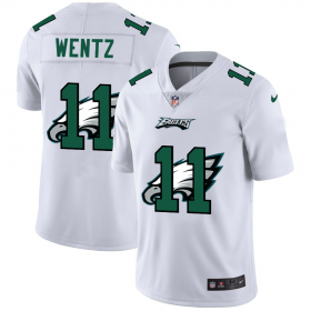 Wholesale Cheap Philadelphia Eagles #11 Carson Wentz White Men\'s Nike Team Logo Dual Overlap Limited NFL Jersey