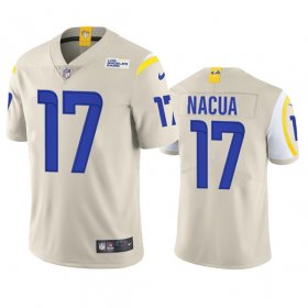 Men\'s Los Angeles Rams #17 Puka Nacua Bone Vapor Untouchable Limited Stitched Jersey