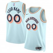 Cheap Men's San Antonio Spurs Active Player Custom Light Blue 2024-25 City Edition Stitched Basketball Jersey