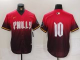 Cheap Men's Philadelphia Phillies #10 JT Realmuto Red 2024 City Connect Limited Stitched Jersey