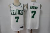 Wholesale Cheap Men's Boston Celtics #7 Jaylen Brown White 2021 Nike Swingman Stitched NBA Jersey With NEW Sponsor Logo