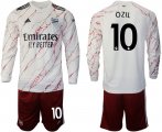 Wholesale Cheap Men 2020-2021 club Arsenal away long sleeve 10 white Soccer Jerseys