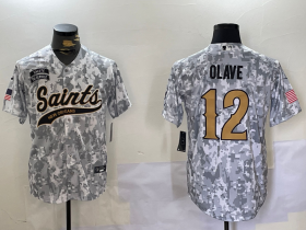 Cheap Men\'s New Orleans Saints #12 Chris Olave Arctic Camo 2024 Salute to Service Stitched Baseball Jersey