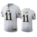 Wholesale Cheap Philadelphia Eagles #11 Carson Wentz Men's Nike White Golden Edition Vapor Limited NFL 100 Jersey