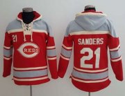 Wholesale Cheap Reds #21 Reggie Sanders Red Sawyer Hooded Sweatshirt MLB Hoodie