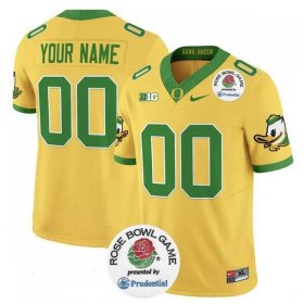 Men\'s Oregon Ducks Active Player Custom Gold 2024 F.U.S.E. Rose Bowl Vapor Limited Stitched Football Jersey