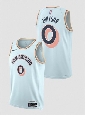 Cheap Men\'s San Antonio Spurs #0 Keldon Johnson Light Blue 2024-25 City Edition Stitched Basketball Jersey