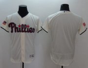 Wholesale Cheap Phillies Blank Cream Fashion Stars & Stripes Flexbase Authentic Stitched MLB Jersey