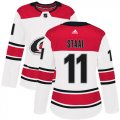 Wholesale Cheap Adidas Hurricanes #11 Jordan Staal White Road Authentic Women's Stitched NHL Jersey