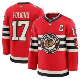 Cheap Men\'s Chicago Blackhawks #17 Nick Foligno Red 2024-25 Winter Classic Stitched Hockey Jersey