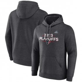 Cheap Men\'s Houston Texans Heather Charcoal 2023 Playoffs Fleece Pullover Hoodie