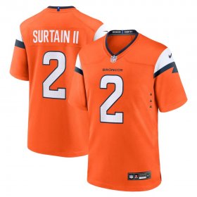 Cheap Men\'s Denver Broncos #2 Pat Surtain II Orange 2024 Game Stitched Jersey