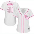 Wholesale Cheap Rays #40 Wilson Ramos White/Pink Fashion Women's Stitched MLB Jersey