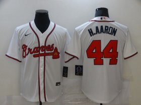 Wholesale Cheap Men Atlanta Braves 44 H.Aaron White Game 2021 Nike MLB Jersey