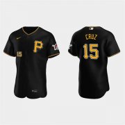 Cheap Mens Pittsburgh Pirates #15 Oneil Cruz Nike Black Alternate Team Logo P FlexBase Player Jersey