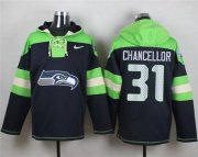 Wholesale Cheap Nike Seahawks #31 Kam Chancellor Steel Blue Player Pullover NFL Hoodie