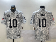 Men's Green Bay Packers #10 Jordan Love Arctic Camo 2024 FUSE Salute to Service Limited Stitched Jersey