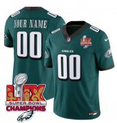 Cheap Men's Philadelphia Eagles Active Player Custom Green 2025 Eagles Logo Super Bowl LIX Patch New F.U.S.E. Vapor Limited Football Stitched Jersey