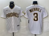 Wholesale Cheap Men's San Diego Padres #3 Jackson Merrill White Cool Base Stitched Baseball Jersey