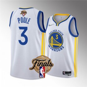 Wholesale Cheap Men\'s Golden State Warriors #3 Jordan Poole White 2022 Finals Stitched Jersey