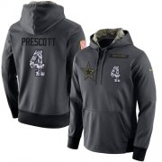 Wholesale Cheap NFL Men's Nike Dallas Cowboys #4 Dak Prescott Stitched Black Anthracite Salute to Service Player Performance Hoodie