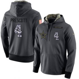 Wholesale Cheap NFL Men\'s Nike Dallas Cowboys #4 Dak Prescott Stitched Black Anthracite Salute to Service Player Performance Hoodie