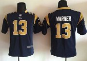 Wholesale Cheap Nike Rams #13 Kurt Warner Navy Blue Team Color Youth Stitched NFL Elite Jersey