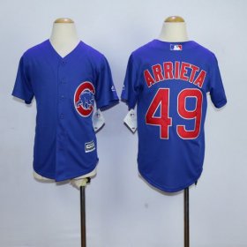 Wholesale Cheap Cubs #49 Jake Arrieta Blue Cool Base Stitched Youth MLB Jersey