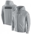 Wholesale Cheap Men's Pittsburgh Steelers Nike Ash Gridiron Gray 2.0 Full-Zip Hoodie