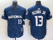 Wholesale Cheap Men's Atlanta Braves #13 Ronald Acuna Jr Number Royal 2023 All Star Cool Base Stitched Baseball Jersey