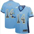 Wholesale Cheap Nike Chargers #14 Dan Fouts Electric Blue Alternate Women's Stitched NFL Elite Drift Fashion Jersey