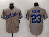 Men's Los Angeles Dodgers #23 Kirk Gibson Grey With los Cool Base Stitched Jersey