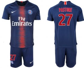 Wholesale Cheap Paris Saint-Germain #27 Pastore Home Soccer Club Jersey