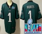 Cheap Youth Philadelphia Eagles #1 Jalen Hurts Limited Green Super Bowl LVII Vapor Jersey