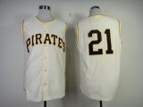 Wholesale Cheap Mitchell And Ness 1960 Pirates #21 Roberto Clemente Cream Throwback Stitched MLB Jersey