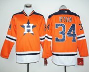 Wholesale Cheap Astros #34 Nolan Ryan Orange Long Sleeve Stitched MLB Jersey