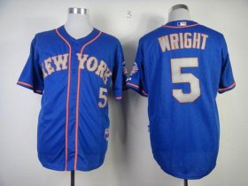 Wholesale Cheap Mets #5 David Wright Blue(Grey NO.) Alternate Road Cool Base Stitched MLB Jersey